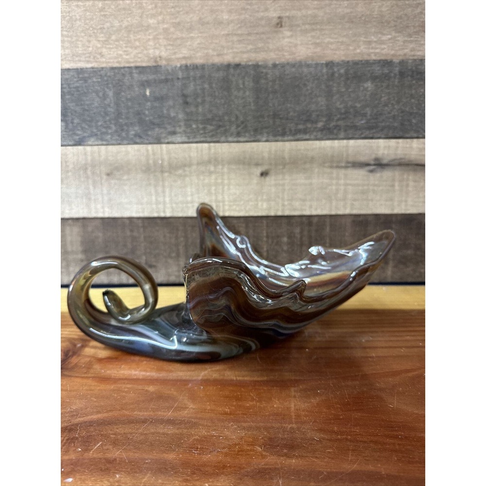 Multicolored Art Glass Triangular Bowl 13”